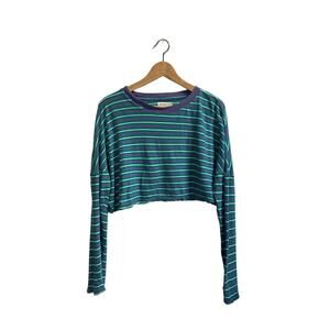 Urban Outfitters Striped Long Sleeve Cropped T Shirt